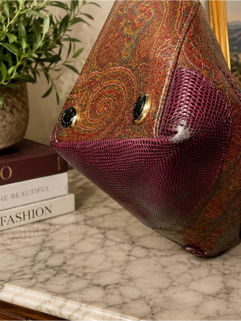 Etro Alma Dome Paisley Leather & Coated Canvas Satchel | Made in Italy - Picture 14 of 16
